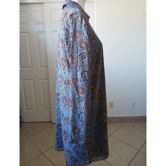 Cabi Womens Blue Floral Long Sleeve Shift Dress Size M Lightweight Bohemian - Picture 5 of 13